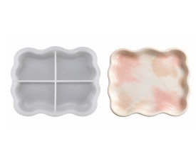 Molde silicona bandeja rectangular bordes ondulados